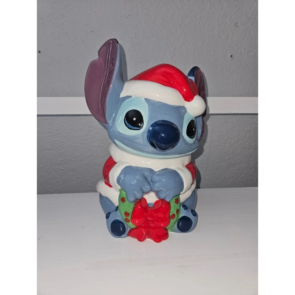 Zrike Brands Stitch Cookie Jar Blue Santa Christmas Disney